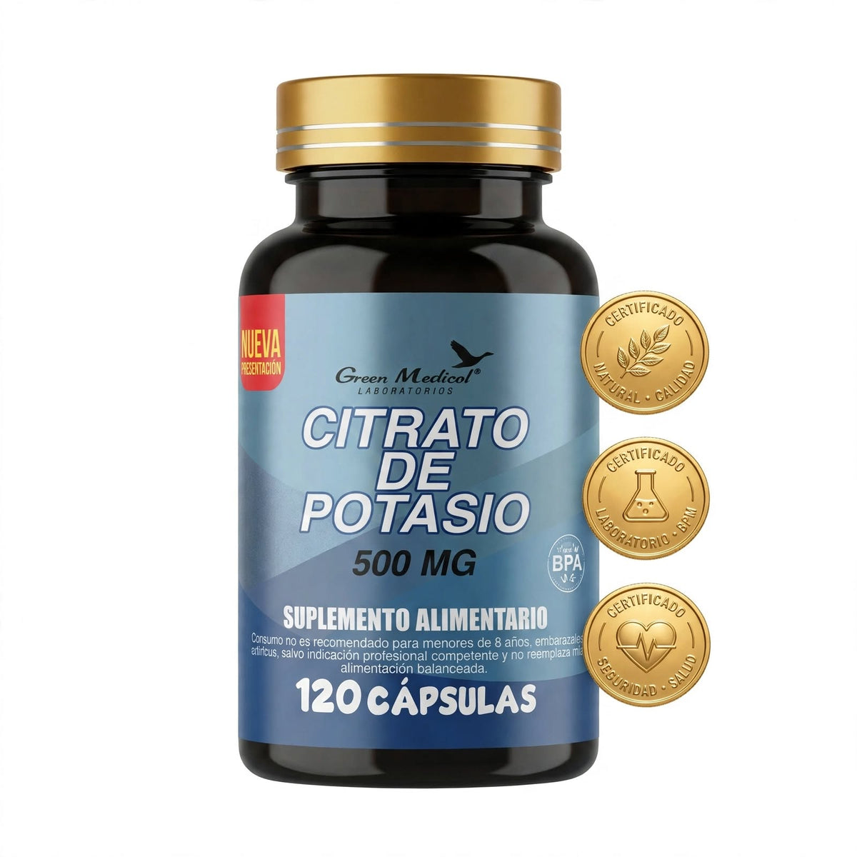 Citrato de Potacio 500 mg - 120 cápsulas