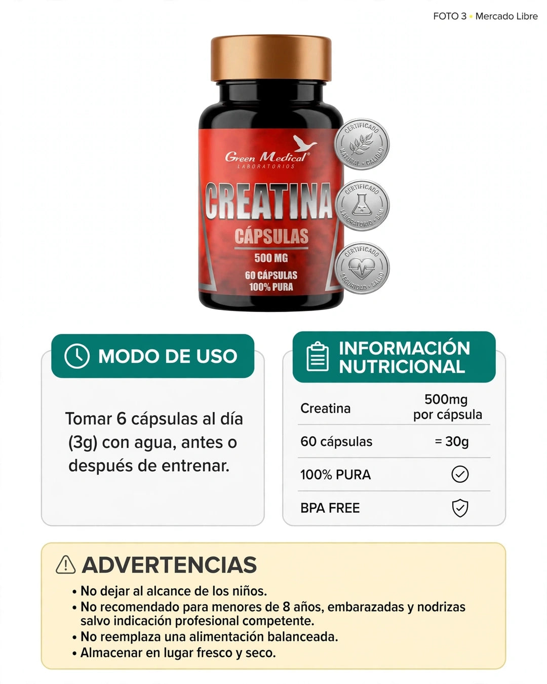 Creatina 500 mg - 60 cápsulas