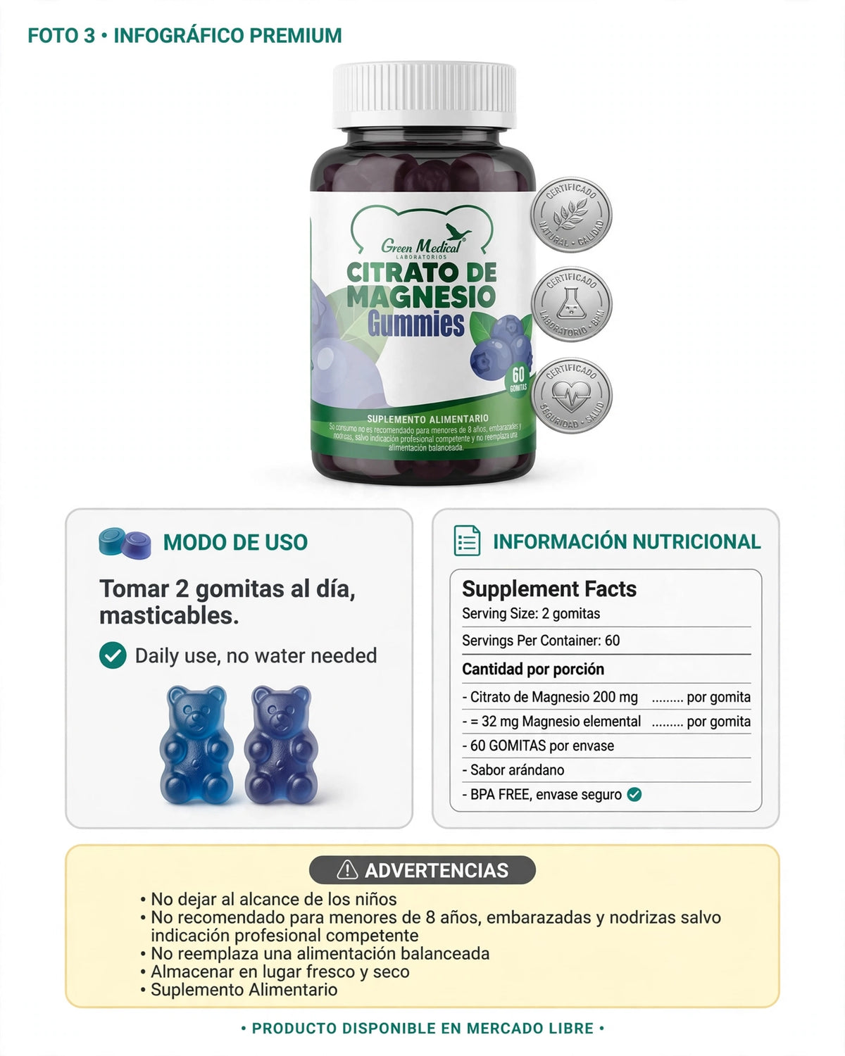 Citrato de Magnesio Gummies - 60 gomitas