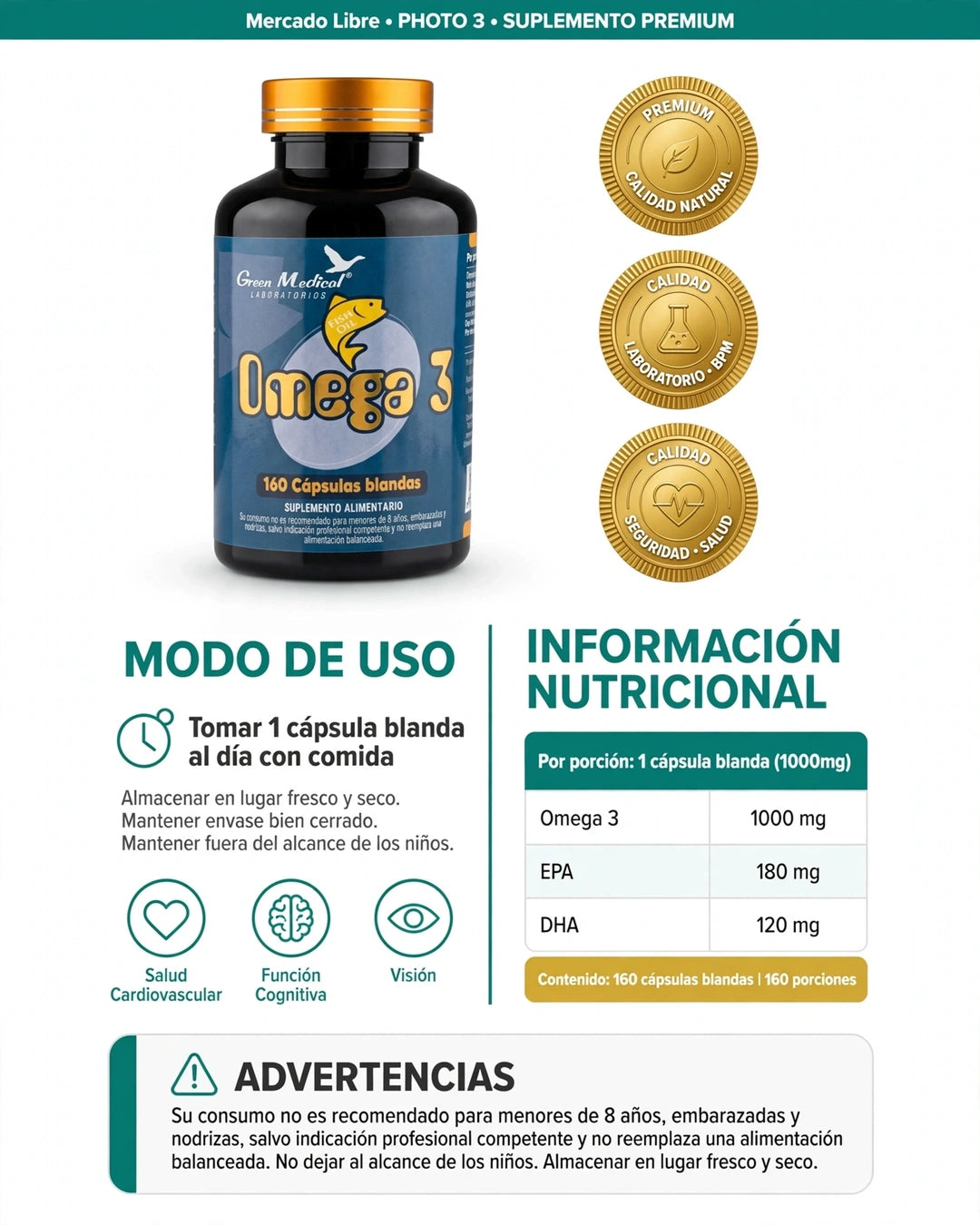 Omega 3 EPA/DHA - 160 cápsulas