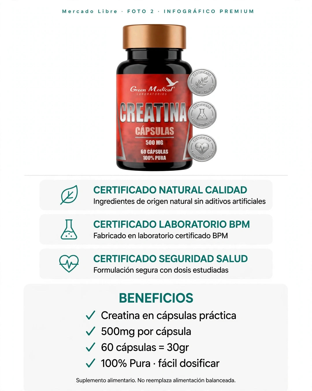 Creatina 500 mg - 60 cápsulas
