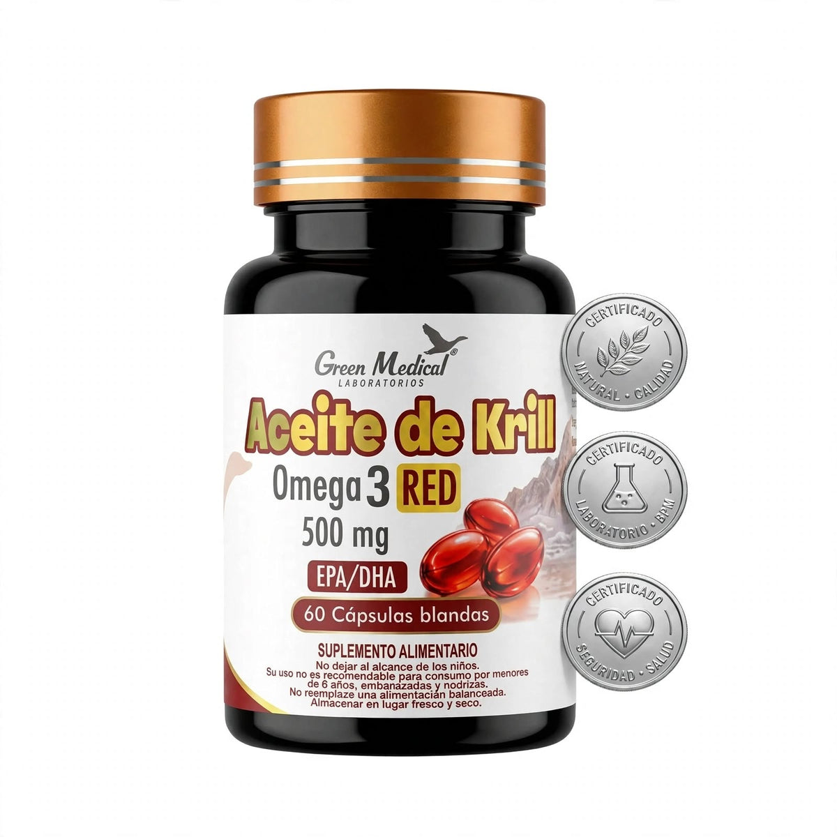 Aceite de Krill Omega 3 Red 500 mg - 60 cápsulas